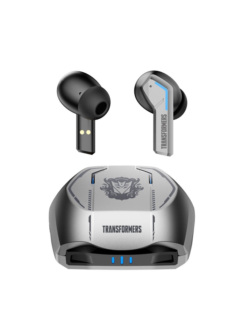 TF-T06 TWS Bluetooth Earbuds, In-Ear Design, Noise Isolation, Up to 30 Hours Playtime - Silver