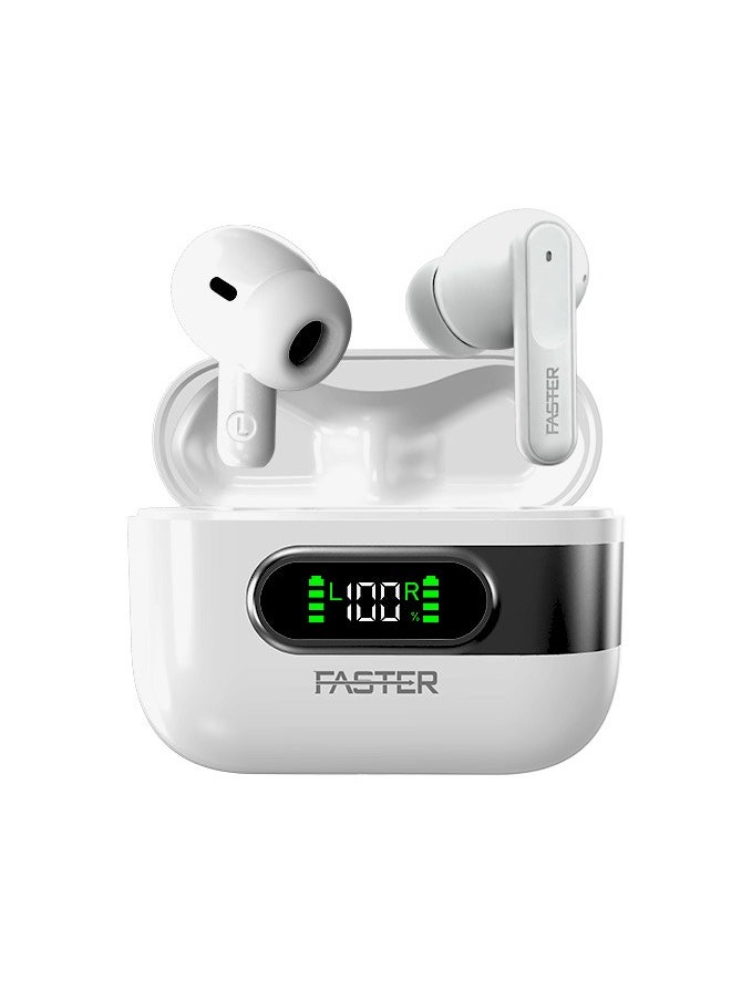 Slick X Wireless Earbuds with Extra Ear Tips - 6 Hours Playtime with Bluetooth 5.4 - HiFi Stereo Sound - Gaming Bluetooth Earphones with Ultra-Low Latency - Deep Bass, Touch Control - For Exercise, Gym - Compatible with iPhone & Android (White)
