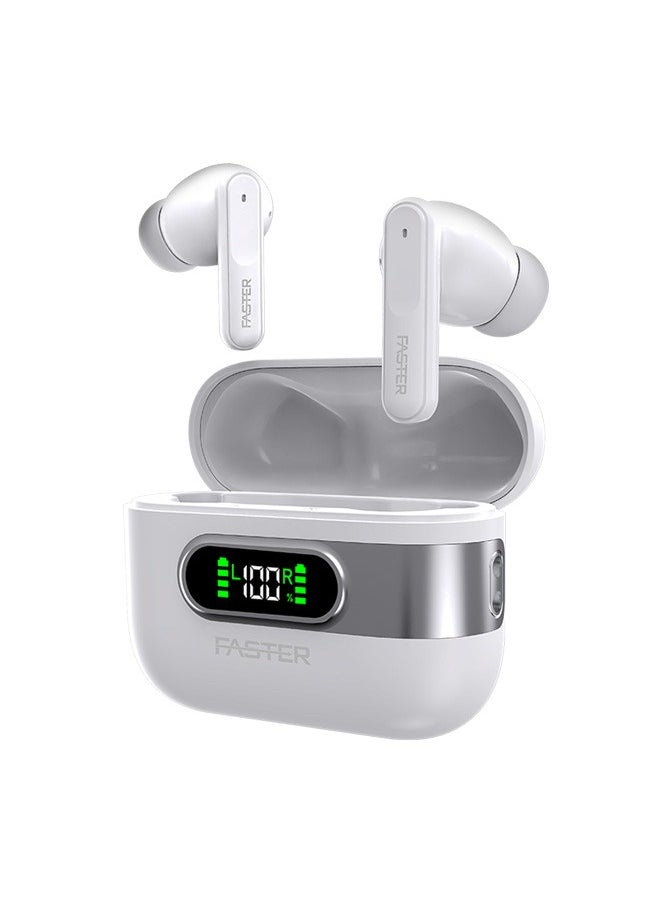 Slick X Wireless Earbuds with Extra Ear Tips - 6 Hours Playtime with Bluetooth 5.4 - HiFi Stereo Sound - Gaming Bluetooth Earphones with Ultra-Low Latency - Deep Bass, Touch Control - For Exercise, Gym - Compatible with iPhone & Android (White)