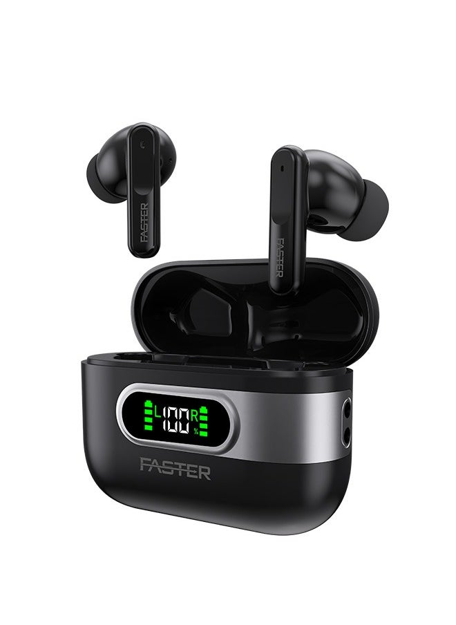 Slick X Wireless Earbuds with Extra Ear Tips - 6 Hours Playtime with Bluetooth 5.4 - HiFi Stereo Sound Airpods - Gaming Bluetooth Earphones with Ultra-Low Latency - Deep Bass, Touch Control - For Exercise, Gym - Compatible with iPhone & Android (Black)
