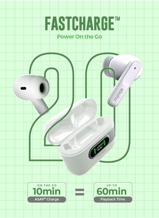 Slick X Wireless Earbuds with Extra Ear Tips - 6 Hours Playtime with Bluetooth 5.4 - HiFi Stereo Sound Airpods - Gaming Bluetooth Earphones with Ultra-Low Latency - Deep Bass, Touch Control - For Exercise, Gym - Compatible with iPhone & Android (Black)