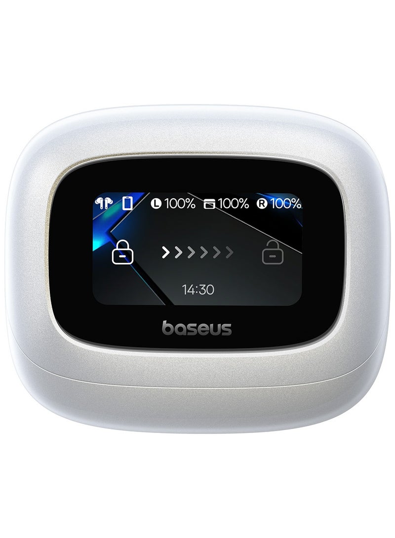 Bowie M2s Ultra True Wireless Earbuds with Hybrid Active Noise Cancellation -52dB, 4-Mic Environmental Noise Reduction, Ultra-Low Latency 0.06s for Gaming, Bluetooth 5.4, Fast Charging, 7H Playback (30H with Case), Touchscreen Charging Case, Hi-Fi Stereo Sound, Hi-Res Audio, Comfortable Fit, Voice Assistant (White) Moon White