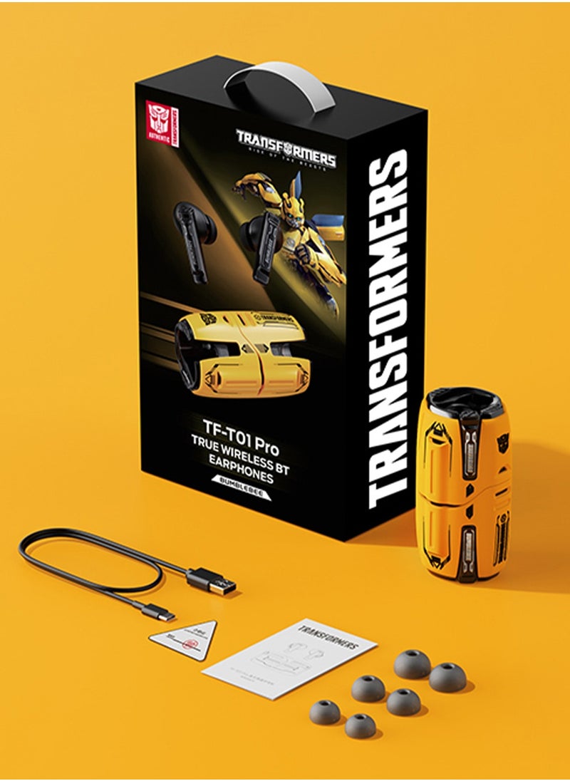 TF-T01 Wireless Gaming Earbuds – AI Noise Cancelling Mic, 5H Playtime, Touch Control, Low Latency Gaming and Music Modes, 5.3 Bluetooth Compatible With iOS, Android, PC and More – Yellow