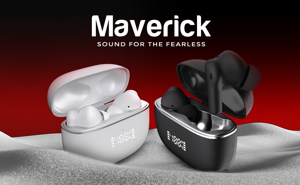 Maverick Wireless Earbuds with Noise Cancellation (ENC) - 7 Hours Playtime with Bluetooth 5.4 - AI Enhanced Calls Quad Mics - Gaming Bluetooth Earphones with Ultra-Low Latency - Deep Bass, Touch Control - For Exercise, Gym - Compatible with iPhone & Android (White)