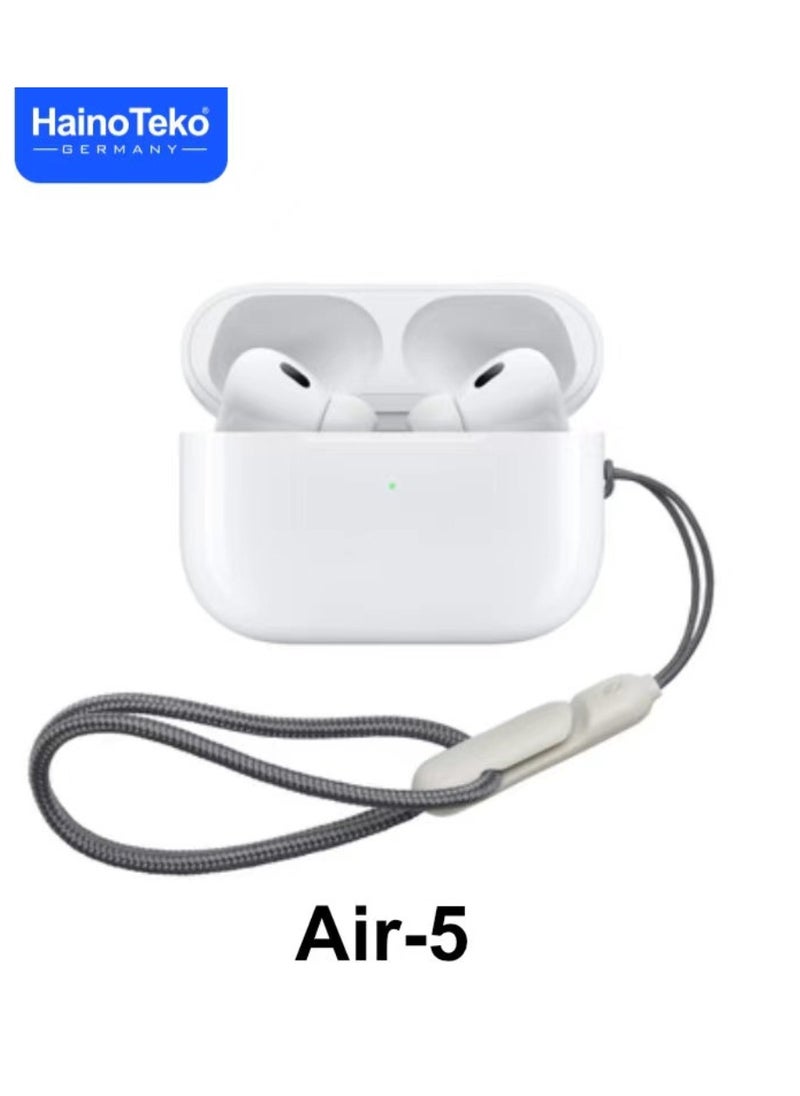 Air-5 Wireless Bluetooth Earbuds Apple & Android Compatibility Built-in Microphone True Wireless Earbuds in-Ear Bluetooth Headphones Earphones Auto Power On/Off Touch Control White