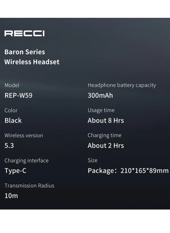 BARON SERIES Bluetooth Headsets with ANC 40dB Noise Cancellation, Hi-Fi Sound, Foldable & Lightweight Design, 300mAh Battery, V5.3 Bluetooth Technology – Perfect for Immersive Listening, Calls, and Sports
