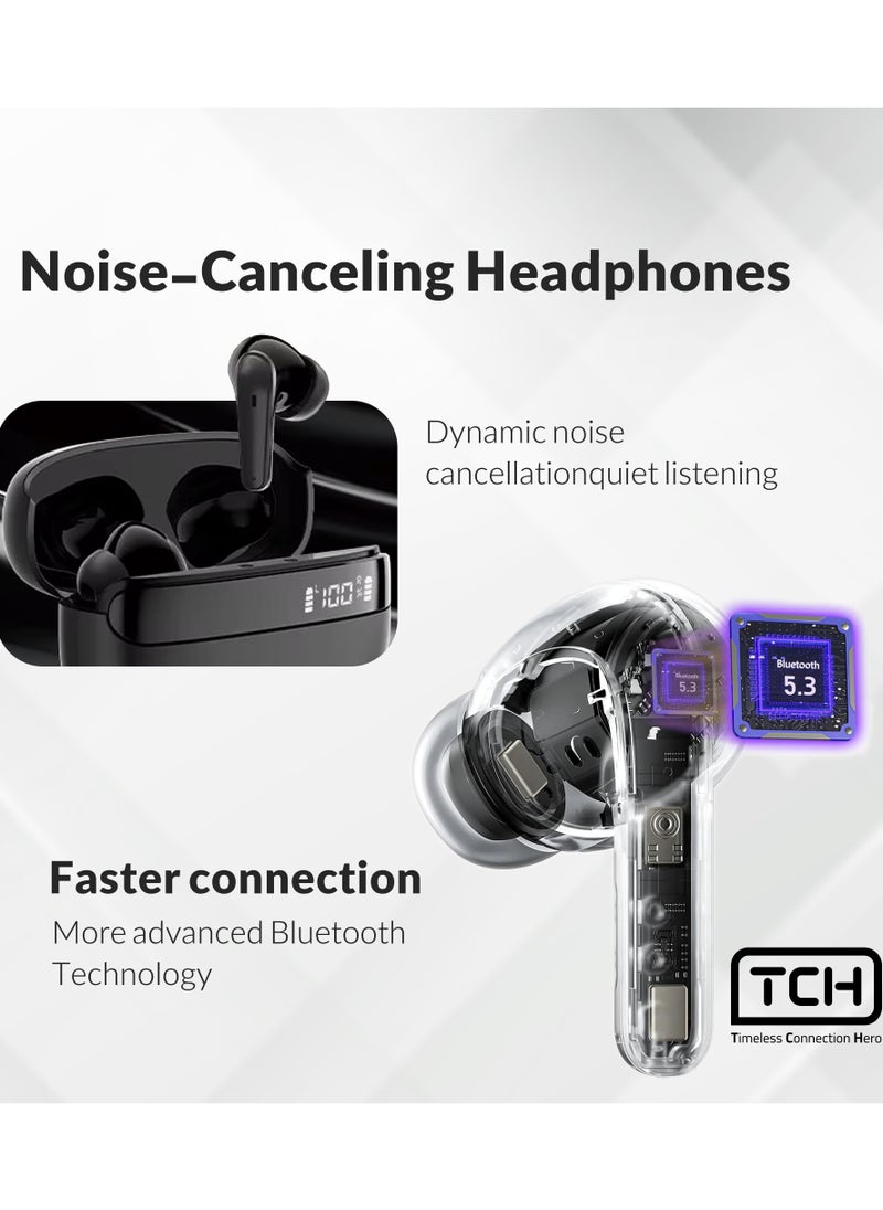 Earbuds Active Noise Cancelling Bluetooth 5.3, 15mm Drivers, IPX Waterproof, 30H Playtime, Touch Controls, Deep Bass & Clear Calls – Wireless Ear buds for iphone & Android Sports, lightweight Travel, & Work5