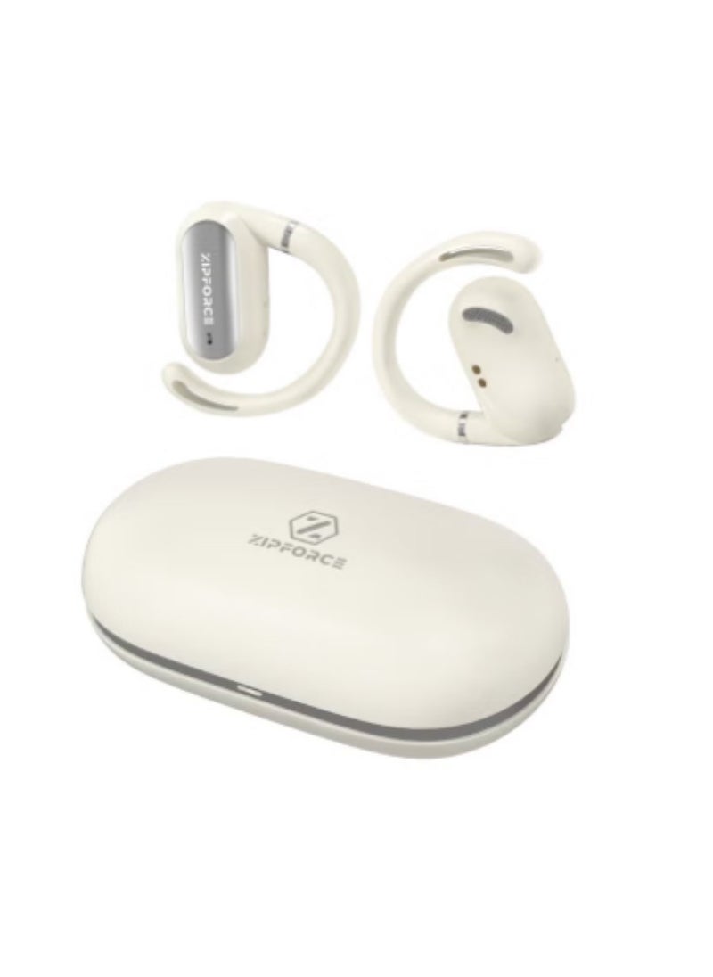 ZIPFORCE True Wireless Earbuds, Open Ear Bluetooth 5.4 Headphones 4-Mics ENC Clear Call, OWS Bluetooth Earbuds Touch Control, IPX6 Waterproof TWS, Light-Weight Earphones