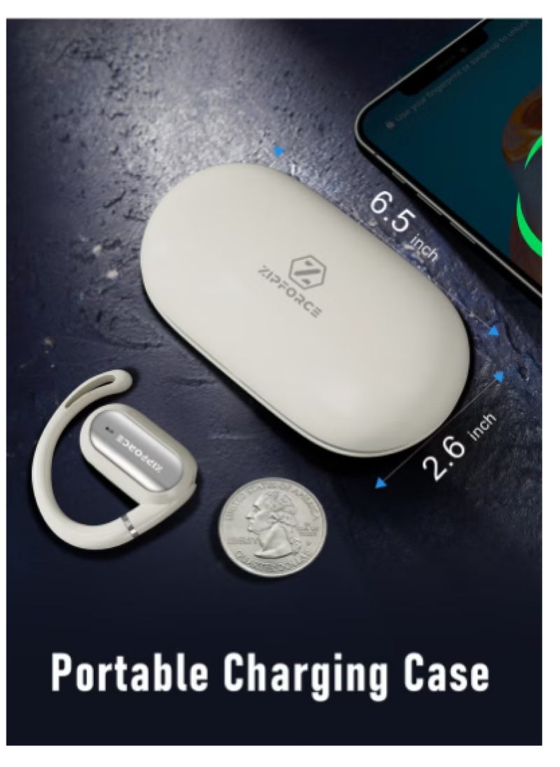 ZIPFORCE True Wireless Earbuds, Open Ear Bluetooth 5.4 Headphones 4-Mics ENC Clear Call, OWS Bluetooth Earbuds Touch Control, IPX6 Waterproof TWS, Light-Weight Earphones