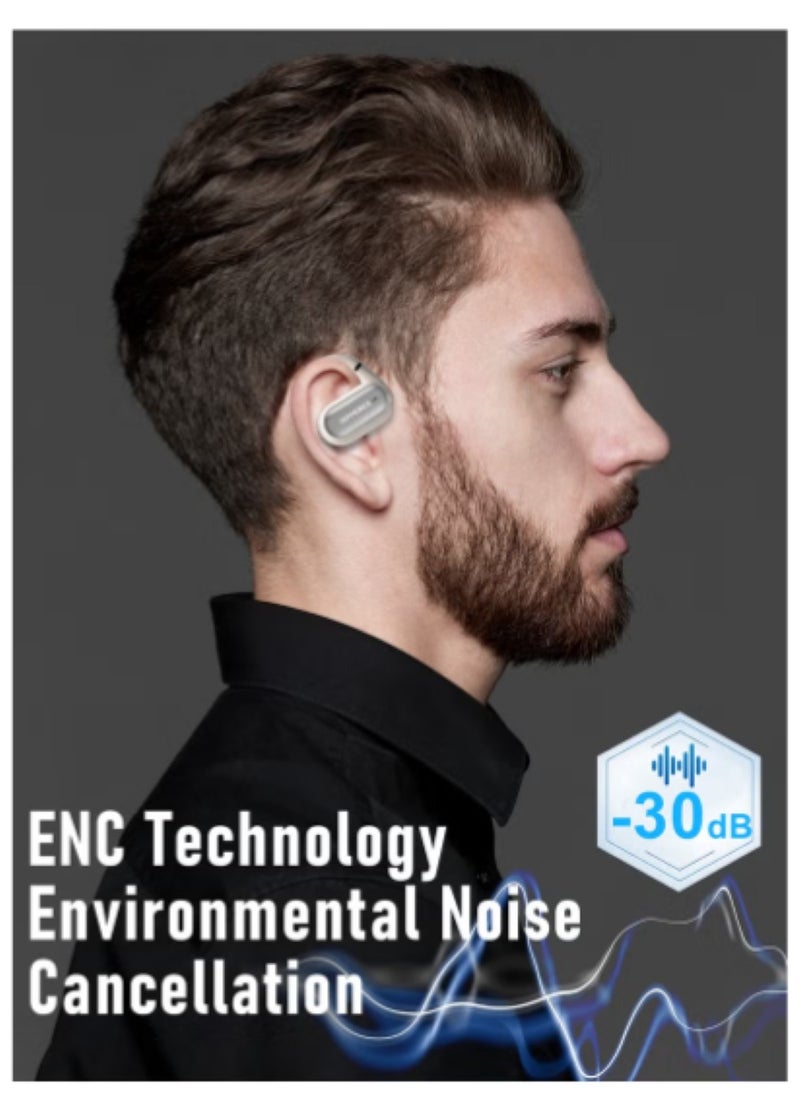 ZIPFORCE True Wireless Earbuds, Open Ear Bluetooth 5.4 Headphones 4-Mics ENC Clear Call, OWS Bluetooth Earbuds Touch Control, IPX6 Waterproof TWS, Light-Weight Earphones
