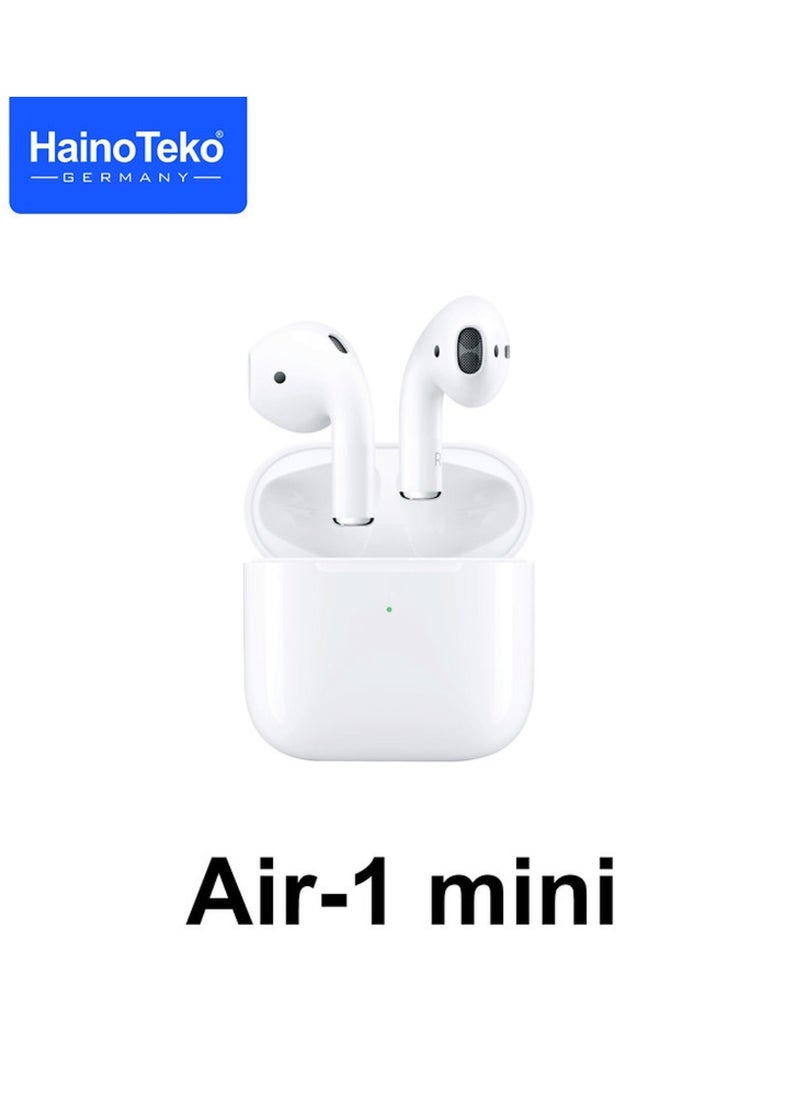 Air-1 Mini Wireless Bluetooth Earbuds Apple & Android Compatibility Built-in Microphone True Wireless Earbuds in-Ear Bluetooth Headphones Earphones Auto Power On/Off Touch Control Super Clear Mic White