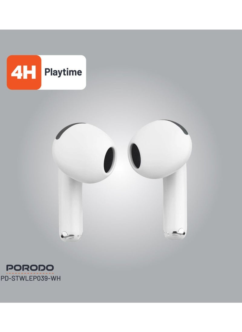 Soundtec Glimpse Earbuds with Touch Display, TWS, Portable, Bluetooth 5.4, 4 Hours Playtime, 300mAh Battery Capacity, Touch Controls - White