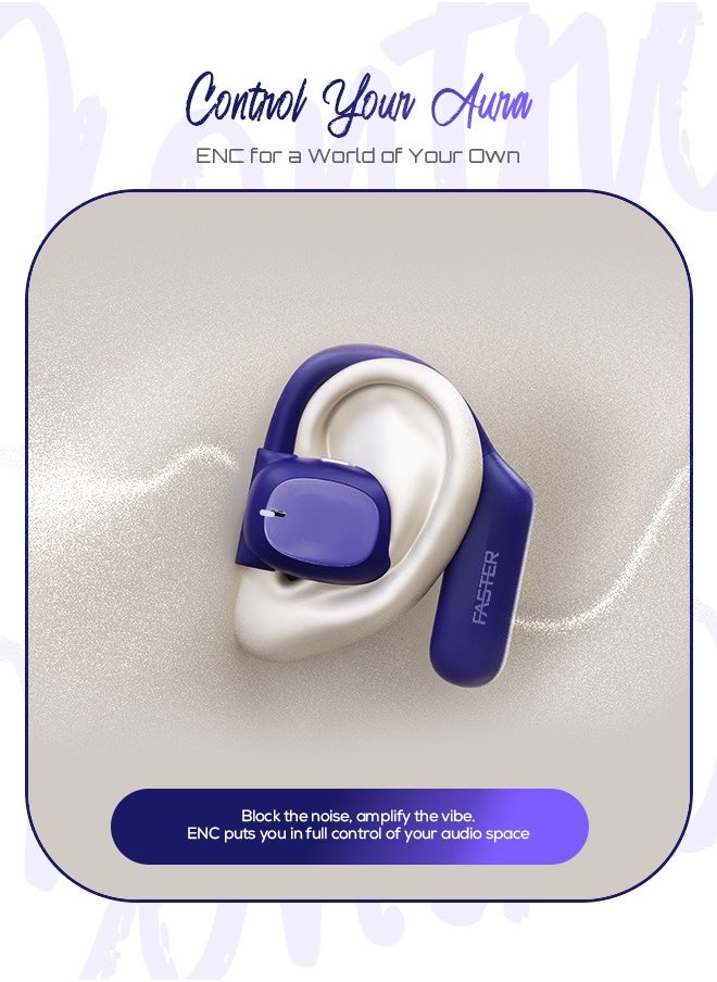 ArcX Over Ear Wireless Earbuds with Noise Cancellation (ENC) - 40 Hours Playback with Bluetooth 5.3 - HiFi Stereo Sound Airpods - Sports Earhooks Bluetooth Earphones - For Exercise, Gym - Compatible with iPhone & Android (Blue)