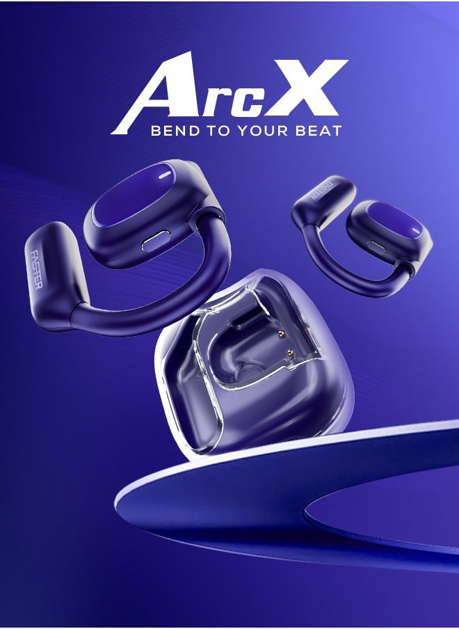 ArcX Over Ear Wireless Earbuds with Noise Cancellation (ENC) - 40 Hours Playback with Bluetooth 5.3 - HiFi Stereo Sound Airpods - Sports Earhooks Bluetooth Earphones - For Exercise, Gym - Compatible with iPhone & Android (Blue)