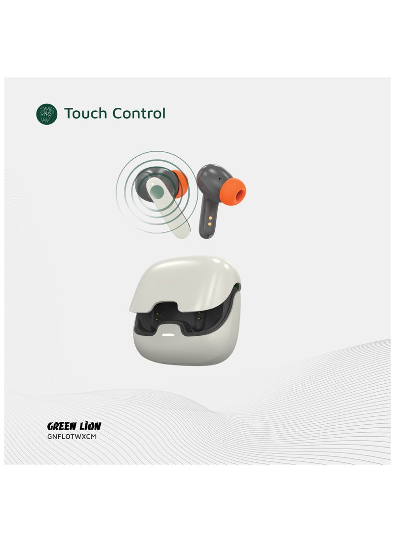 Florence TWS True Wireless ENC Earbuds with Low Latency and Touch Control / Gaming Mode / Voice Assistant / Quad-Mic / Type-C Charging / Seamless Sound and Zero Lag / Up to 6 Hours Working Time - White