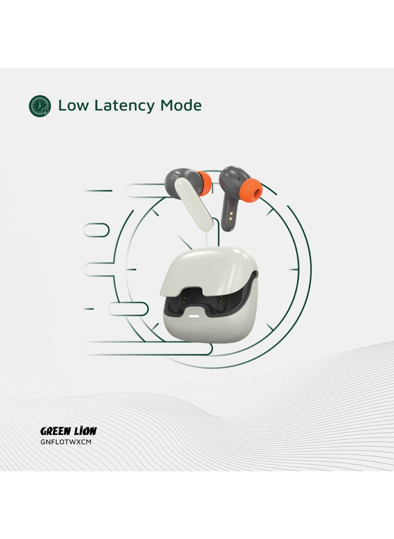 Florence TWS True Wireless ENC Earbuds with Low Latency and Touch Control / Gaming Mode / Voice Assistant / Quad-Mic / Type-C Charging / Seamless Sound and Zero Lag / Up to 6 Hours Working Time - White