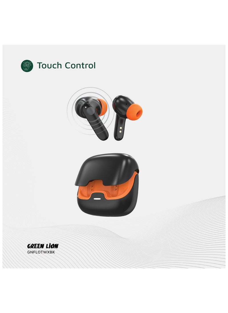 Florence TWS True Wireless Earbuds with ENC, Low Latency and Touch Control / Gaming Mode / Voice Assistant / Quad-Mic / Type-C Charging / Seamless Sound and Zero Lag / Up to 6 Hours Working Time - Black