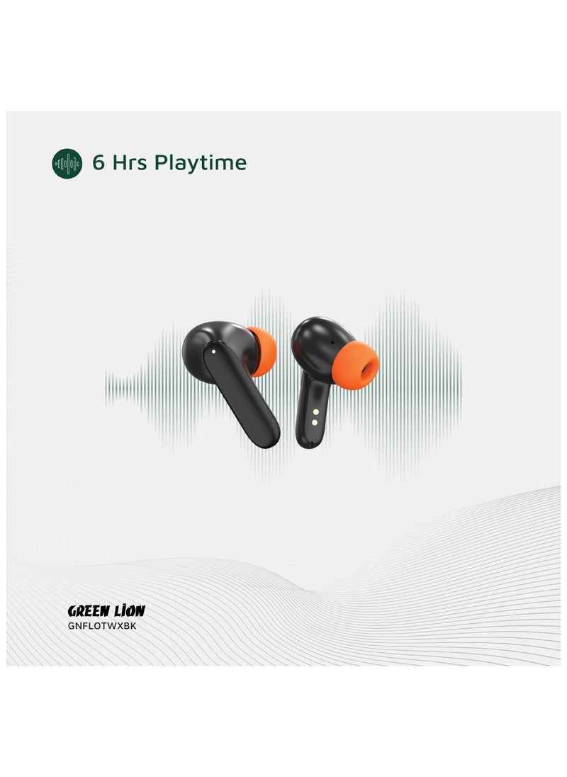 Florence TWS True Wireless Earbuds with ENC, Low Latency and Touch Control / Gaming Mode / Voice Assistant / Quad-Mic / Type-C Charging / Seamless Sound and Zero Lag / Up to 6 Hours Working Time - Black