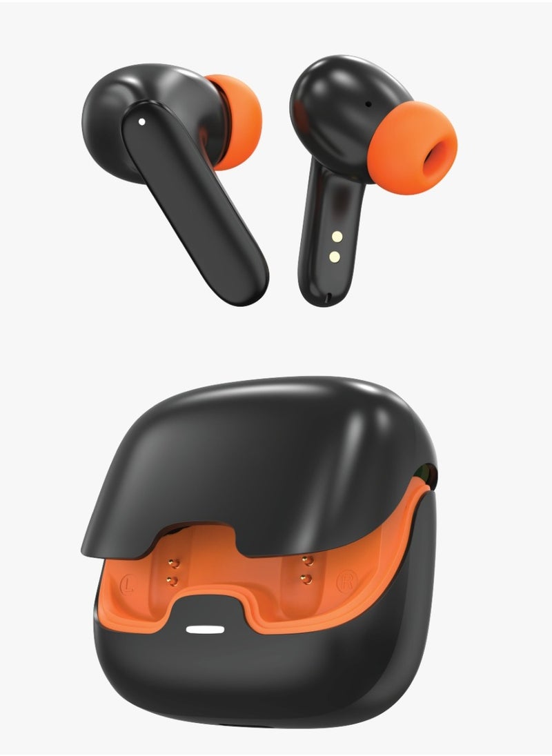 Florence TWS True Wireless Earbuds with ENC, Low Latency and Touch Control / Gaming Mode / Voice Assistant / Quad-Mic / Type-C Charging / Seamless Sound and Zero Lag / Up to 6 Hours Working Time - Black