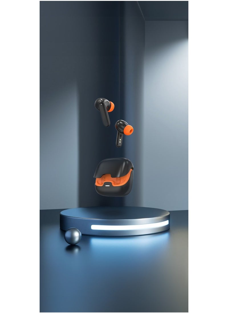 Florence TWS True Wireless Earbuds with ENC, Low Latency and Touch Control / Gaming Mode / Voice Assistant / Quad-Mic / Type-C Charging / Seamless Sound and Zero Lag / Up to 6 Hours Working Time - Black