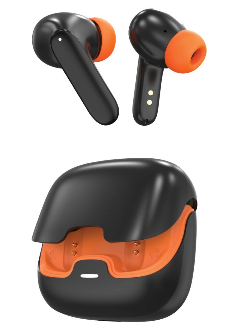 Florence TWS True Wireless Earbuds with ENC, Low Latency and Touch Control / Gaming Mode / Voice Assistant / Quad-Mic / Type-C Charging / Seamless Sound and Zero Lag / Up to 6 Hours Working Time - Black