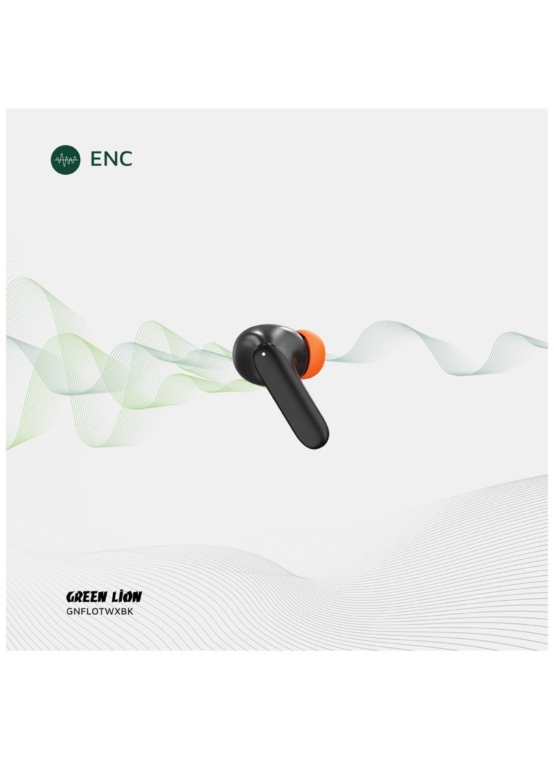Florence TWS True Wireless Earbuds with ENC, Low Latency and Touch Control / Gaming Mode / Voice Assistant / Quad-Mic / Type-C Charging / Seamless Sound and Zero Lag / Up to 6 Hours Working Time - Black