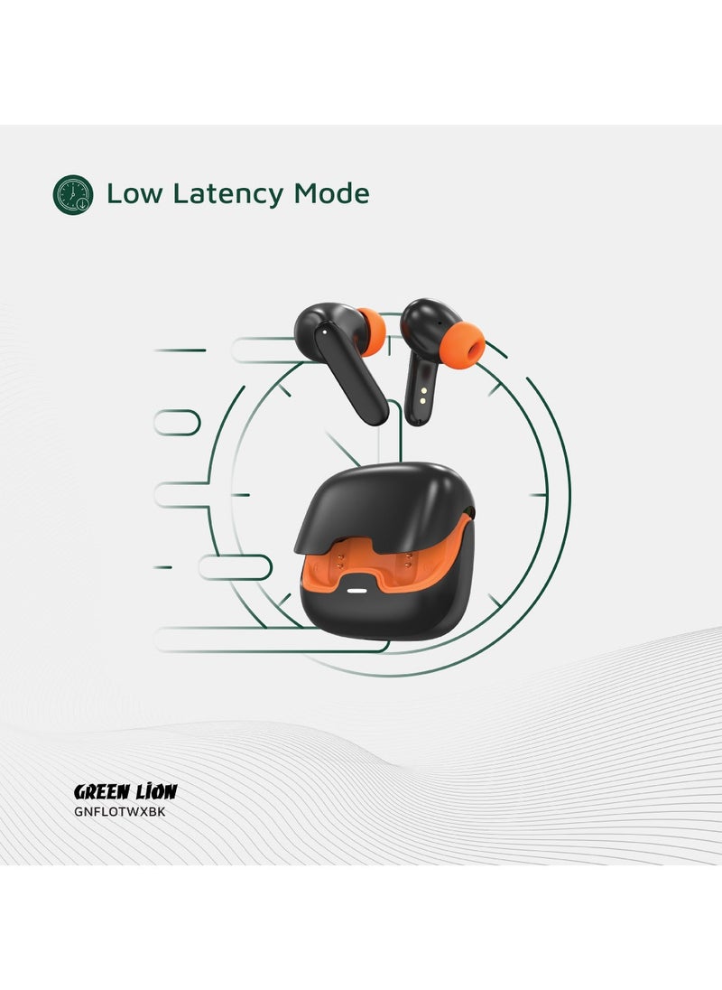 Florence TWS True Wireless Earbuds with ENC, Low Latency and Touch Control / Gaming Mode / Voice Assistant / Quad-Mic / Type-C Charging / Seamless Sound and Zero Lag / Up to 6 Hours Working Time - Black