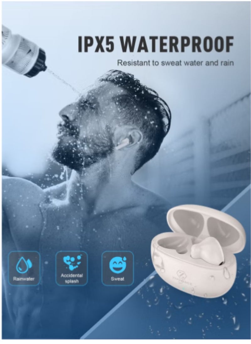 ZIPFORCE True Wireless Earbuds, In-Ear Bluetooth 5.3 Headphones 4-Mics ENC Clear Call, Bluetooth Earbuds Touch Control, IPX6 Waterproof TWS, Light-Weight Earphones