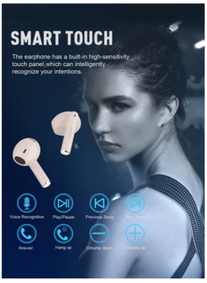 ZIPFORCE True Wireless Earbuds, In-Ear Bluetooth 5.3 Headphones 4-Mics ENC Clear Call, Bluetooth Earbuds Touch Control, IPX6 Waterproof TWS, Light-Weight Earphones