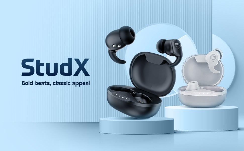 StudX Wireless Earbuds with Active Noise Cancellation (ANC) - 25 Hours Playtime with Bluetooth 5.4 - HiFi Stereo Sound Airpods - Gaming Bluetooth Earphones with Ultra-Low Latency - Deep Bass, IPX4 Water Resistant - For Exercise, Gym - Compatible with iPhone & Android (Black)
