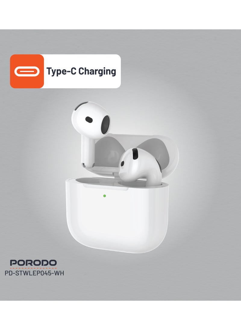 Earbuds Gen 4 with Touch Control and ENC Noise Reduction / Immersive Audio / Wireless and Type-C Charging / Bluetooth v5.3 - White