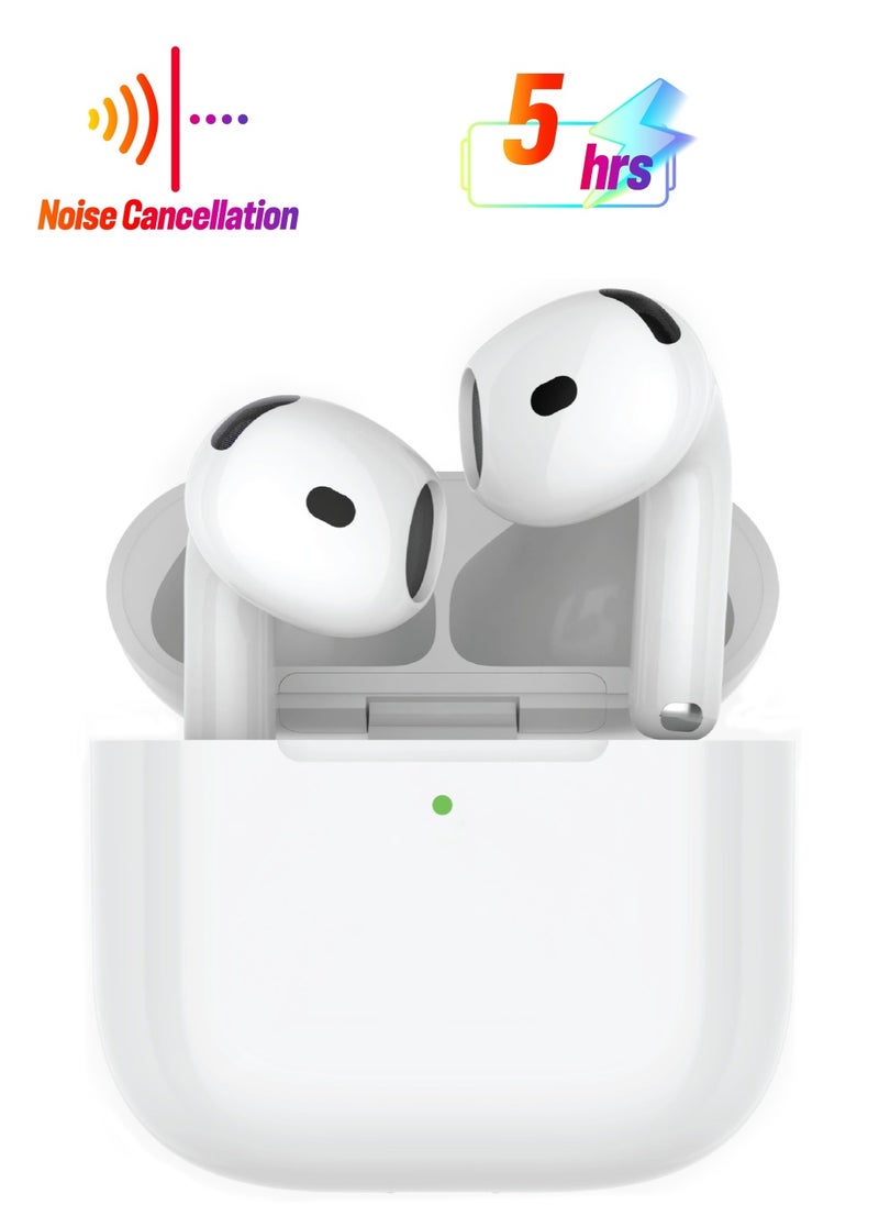 Earbuds Gen 4 with Touch Control and ENC Noise Reduction / Immersive Audio / Wireless and Type-C Charging / Bluetooth v5.3 - White