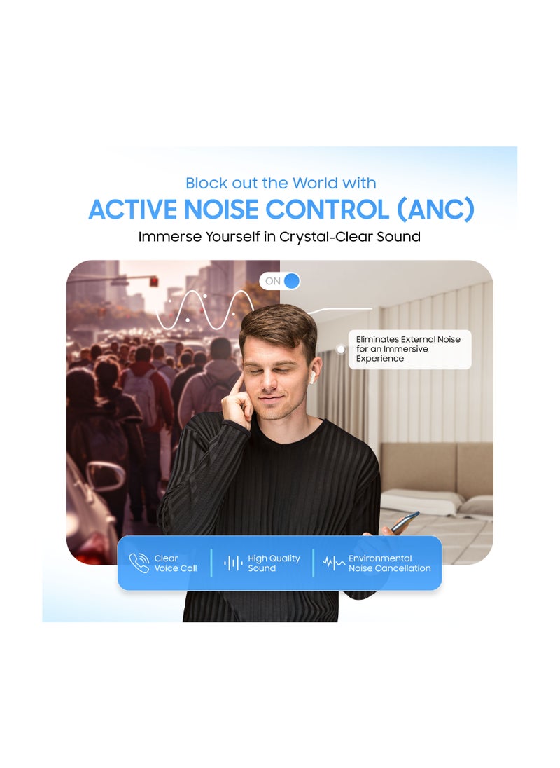Swiss Military Victor RT75 PRO Active Noise Cancelling Earbuds - ENC & Transparency Mode, Hi-Res LDAC, Smart Touch Sensors, 180 Days Standby, 6Hr Music Time, Compatible with Android/iOS - Cream