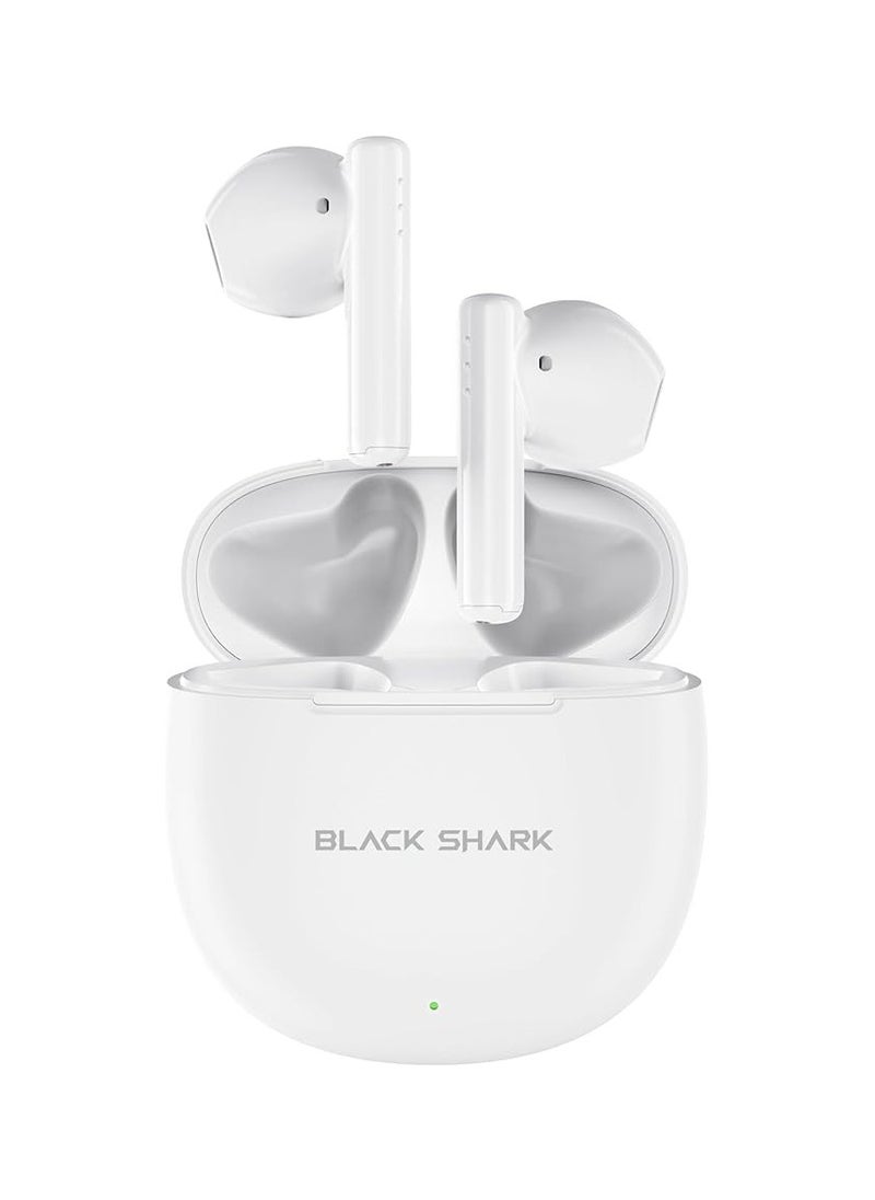 Black Shark T9 Bluetooth Wireless Earphone, Lightweight Design, Bluetooth 5.3 Connectivity, Low-latency Gaming Mode, Active Noise Cancellation, 40 Hours Battery Life & IPX4 Water Resistance - White