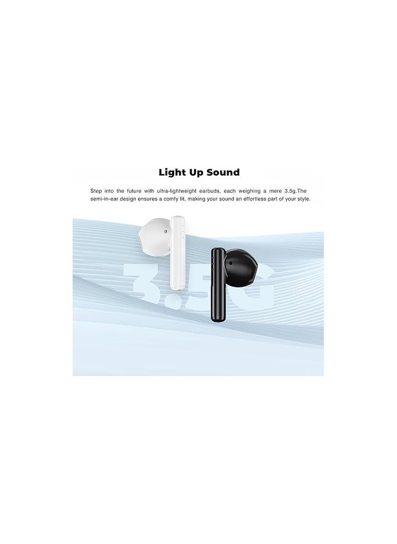 Black Shark T9 Bluetooth Wireless Earphone, Lightweight Design, Bluetooth 5.3 Connectivity, Low-latency Gaming Mode, Active Noise Cancellation, 40 Hours Battery Life & IPX4 Water Resistance - White