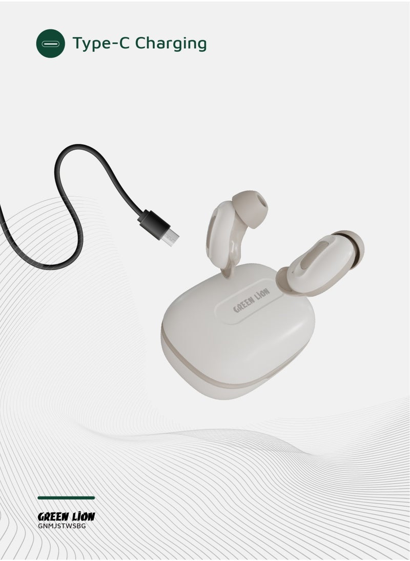 Majestic True Wireless Earbuds TWS with ANC and Touch Control / Music Mode / Game Mode / Voice Assistant Mode / Transparency Mode / High-Definition Microphone - Beige