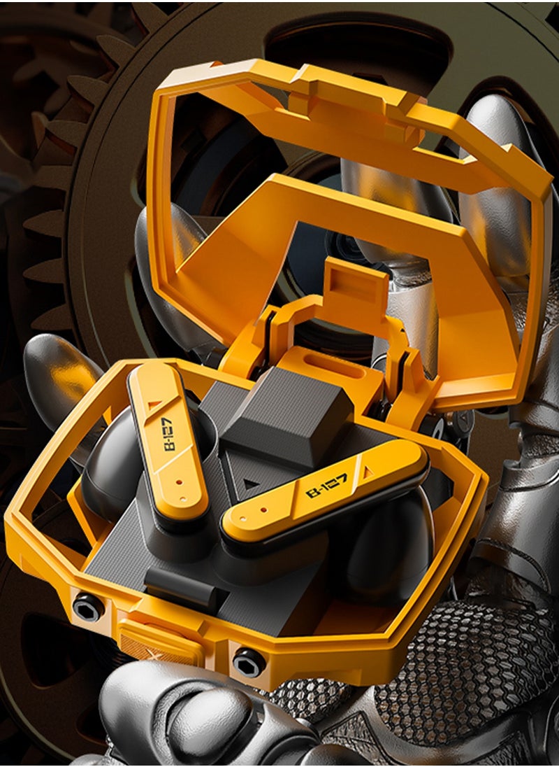 TF-T32 TWS Bluetooth Earphones – 13mm Dynamic Drivers, Bluetooth 5.4, Fast Charging, Gaming Mode, Compact Design - Yellow