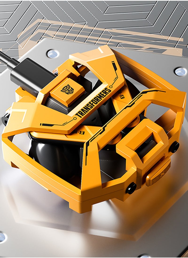 TF-T32 TWS Bluetooth Earphones – 13mm Dynamic Drivers, Bluetooth 5.4, Fast Charging, Gaming Mode, Compact Design - Yellow