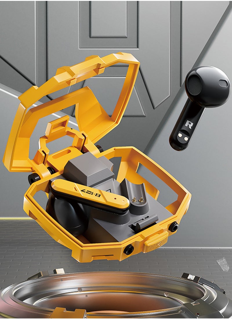 TF-T32 TWS Bluetooth Earphones – 13mm Dynamic Drivers, Bluetooth 5.4, Fast Charging, Gaming Mode, Compact Design - Yellow