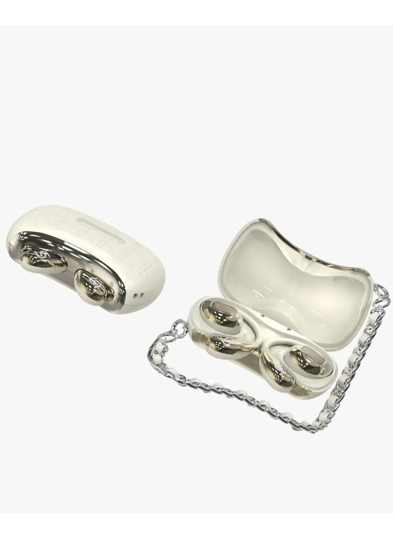 ENC Earbuds for Women with Voice Assistant and Crystal-Clear Audio / 30 Hours Working Time / 10m Transmission Range / 130 Hours Standby Time / Quick Charge / 14mm Driver / Type-C Charging - White Beige