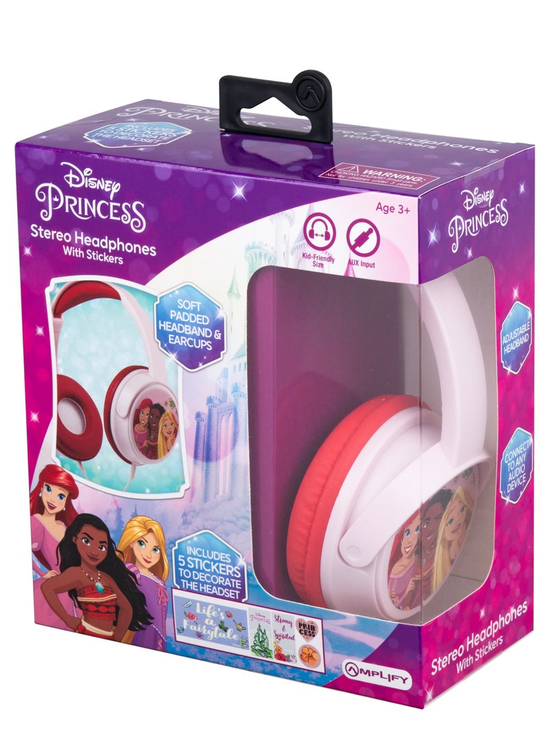 Disney Princess Stereo Headphones w/ Padded Ear Cups and 5 stickers