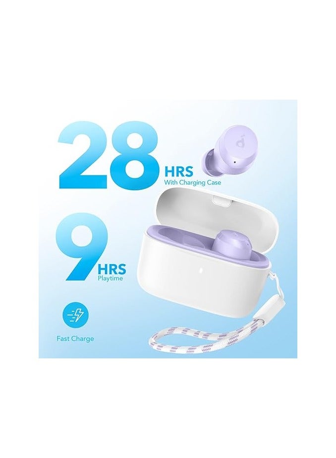 A20i True Wireless Earbuds, Bluetooth 5.3, App, Customized Sound, 28H Long Playtime, Water-Resistant, 2 Mics for Al Clear Calls, Single Earbud Mode, Portable Design Purple