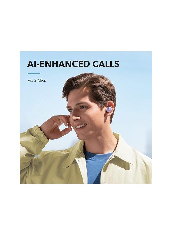 A20i True Wireless Earbuds, Bluetooth 5.3, App, Customized Sound, 28H Long Playtime, Water-Resistant, 2 Mics for Al Clear Calls, Single Earbud Mode, Portable Design Purple