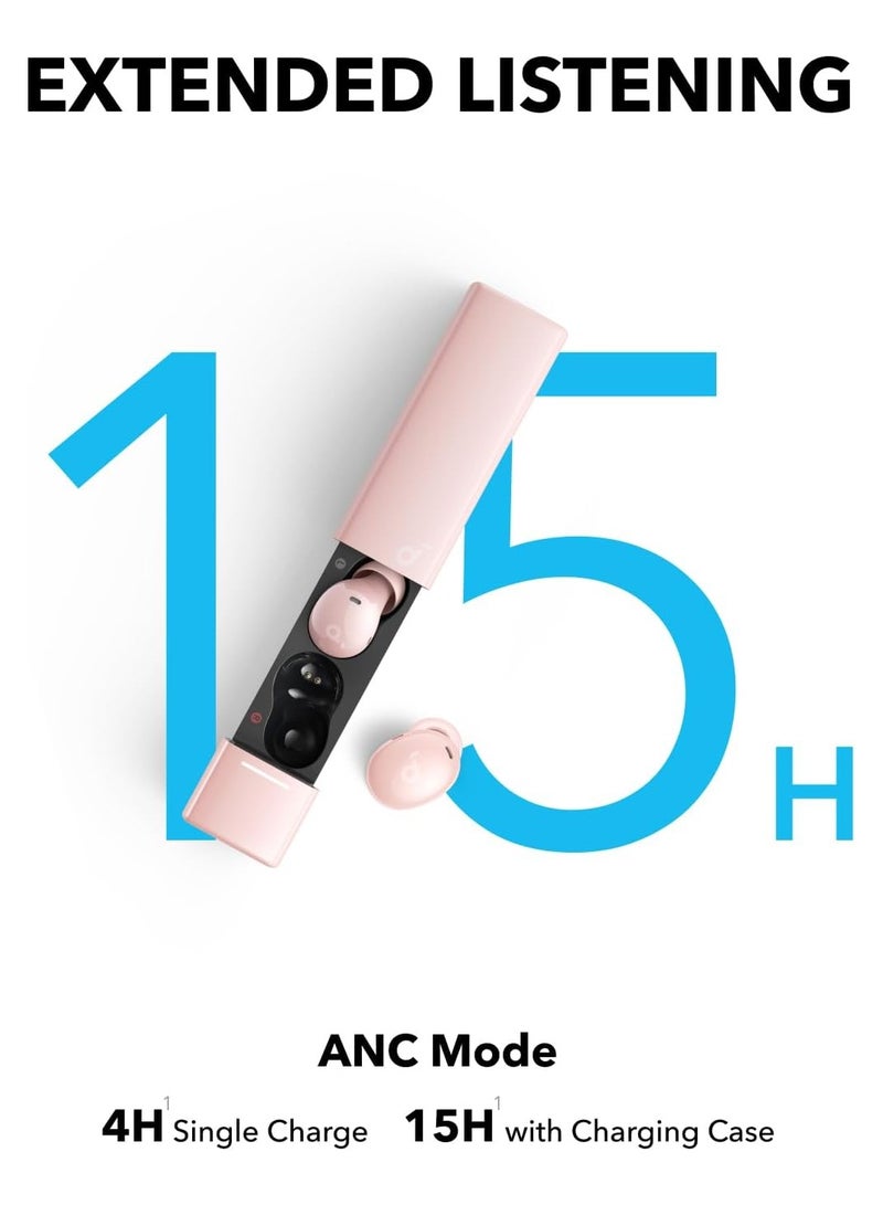 Soundcore A30i by Anker, Noise Cancelling Earbuds, Lipstick-Shaped Stylish Design, Tiny, Lightweight Comfort, Smart Noise Cancelling, Clear Sound, 24H Playtime, IP54, Wireless Earbuds, Bluetooth 5.4 Pink Pink