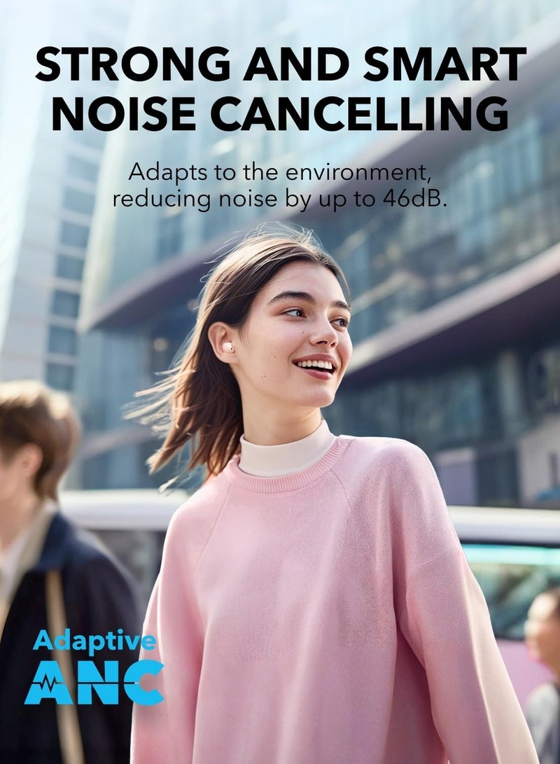 Soundcore A30i by Anker, Noise Cancelling Earbuds, Lipstick-Shaped Stylish Design, Tiny, Lightweight Comfort, Smart Noise Cancelling, Clear Sound, 24H Playtime, IP54, Wireless Earbuds, Bluetooth 5.4 Pink Pink