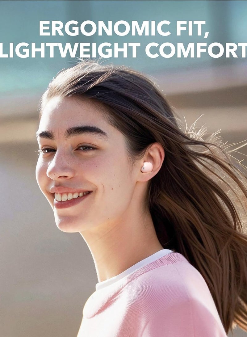 Soundcore A30i by Anker, Noise Cancelling Earbuds, Lipstick-Shaped Stylish Design, Tiny, Lightweight Comfort, Smart Noise Cancelling, Clear Sound, 24H Playtime, IP54, Wireless Earbuds, Bluetooth 5.4 Pink Pink