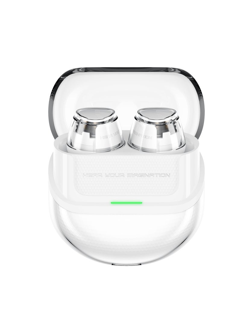 Clear Wireless Earbuds, In-ear Earphones Bluetooth 5.3,  Dual Mic Call Noise Cancellation white
