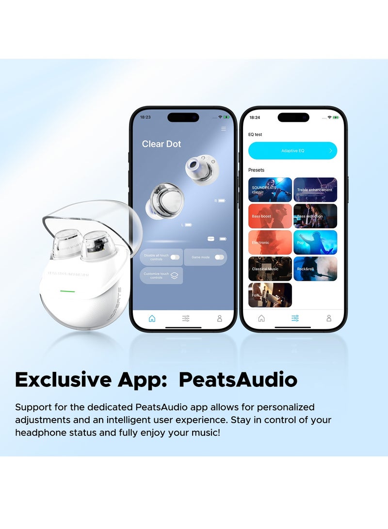 Clear Wireless Earbuds, In-ear Earphones Bluetooth 5.3,  Dual Mic Call Noise Cancellation white