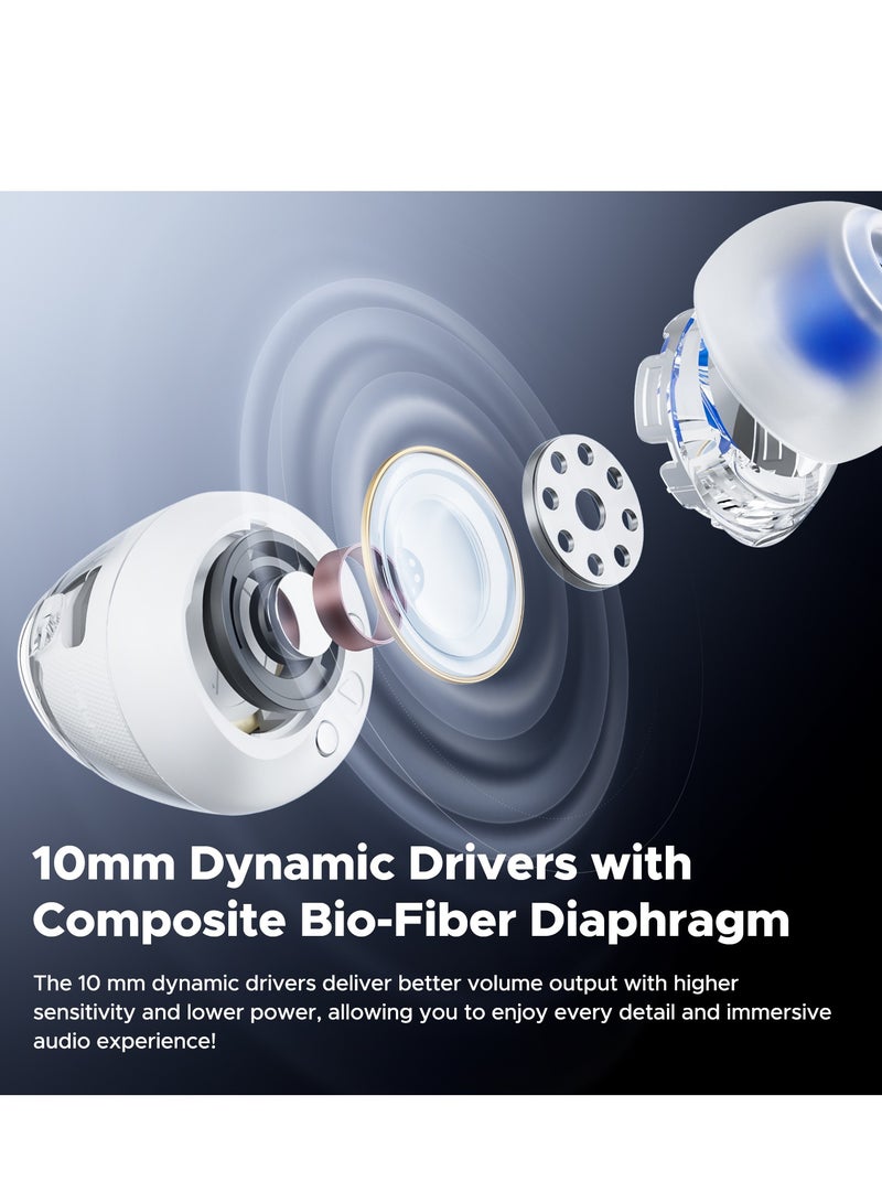 Clear Wireless Earbuds, In-ear Earphones Bluetooth 5.3,  Dual Mic Call Noise Cancellation white