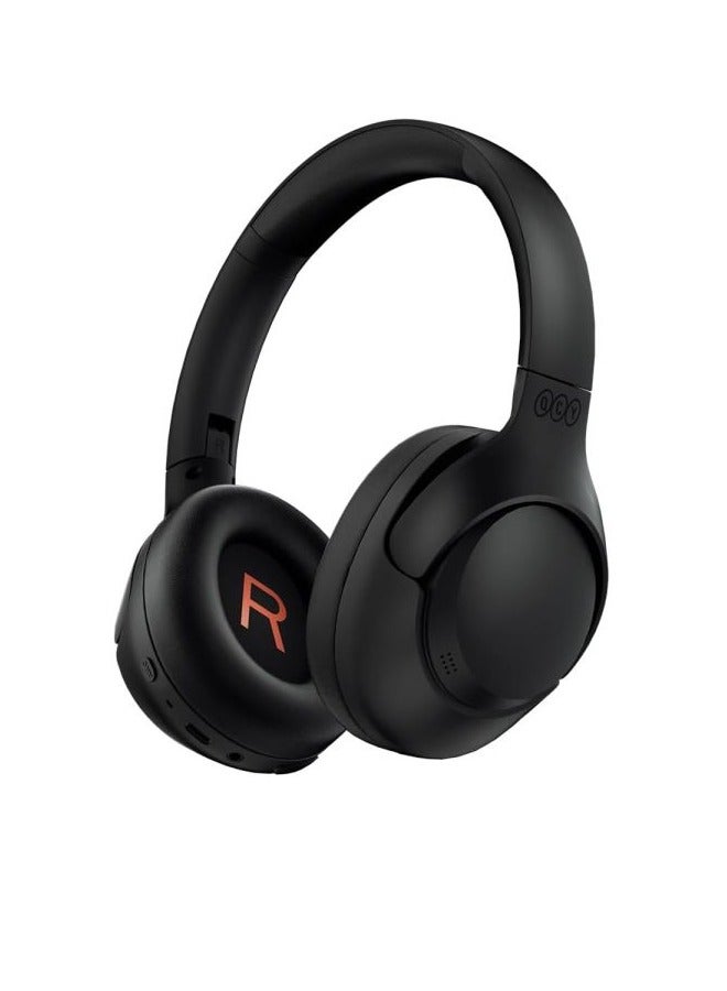 H4 Wireless Headphones, Over-Ear Design, Hi-Res Audio, Crystal Clear Call with 43dB Noise Cancellation, Bass Mode, Bluetooth 5.3 Strong Connectivity, 70 Hours Battery Life and Multi Point Connection H4 - Black